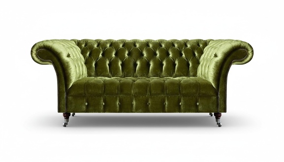 Chesterfield green living room furniture sofa three-seater couch upholstery furniture