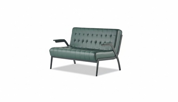 Chesterfield Green Sofa 2-Seater Leather Sofa Modern Couch Leather Stainless Steel