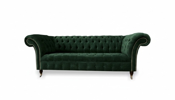 Chesterfield green three-seater sofa design couches upholstery sofas couch textile new