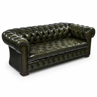 Luxurious Sofa 3-Seater Chesterfield With Buttons Dark Green Faux Leather Comfortable Couch New
