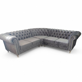 Chesterfield L-Form Ecksofa Couch Design Polster Textil Sofa Ecke Couchen