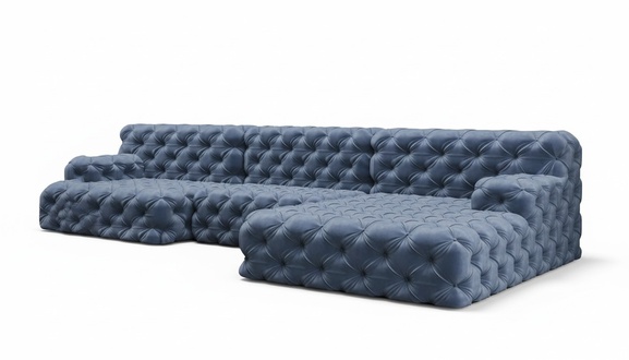 Chesterfield U-shaped corner sofa couch design upholstery textile suite sofa corner new