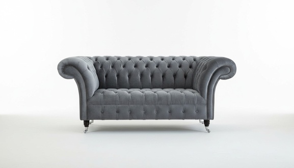 Chesterfield Big Textile Design Living Room Couch Sofa Upholstery 2 Seat Leather #124