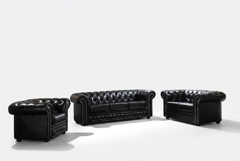 Chesterfield leather sofa sofa couch upholstery seat set upholstery set 3+2 seater