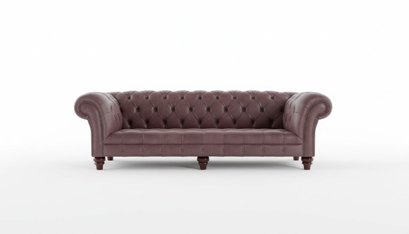 Sofa 4-Seater 245cm Classic Chesterfield Faux Leather Bordeaux Purple Comfortable Couch New