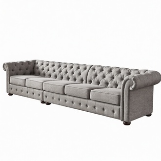 Chesterfield living room upholstery furniture sofa couch five seater textile with cushions