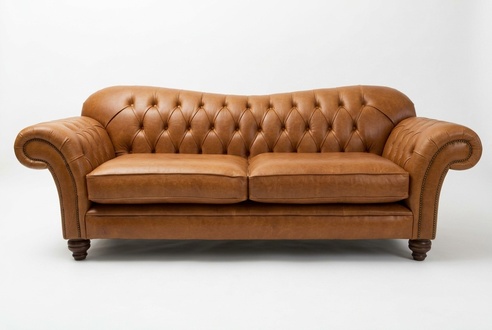 Chesterfield Luxury Designer Couch - Ideal Living Room Sofa Leather Brown