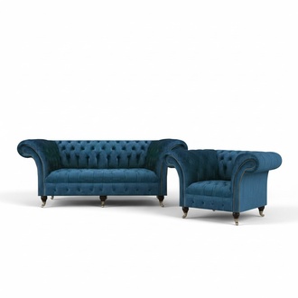 Chesterfield luxury set of 2 three-seater sofa complete armchair modern seating furniture
