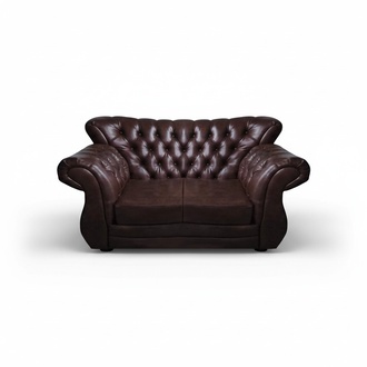 Chesterfield Luxury Sofa Couch Two Seater Brown Leather Sofas Living Room