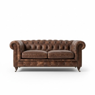 Chesterfield Mens Club Sofa Couch Leather Upholstery Three Seater Brown NEW JVFurniture®