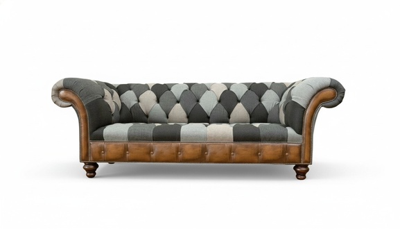 Chesterfield Multicoloured 3 Seater Sofa Three Seater Design Couches Upholstery Textile