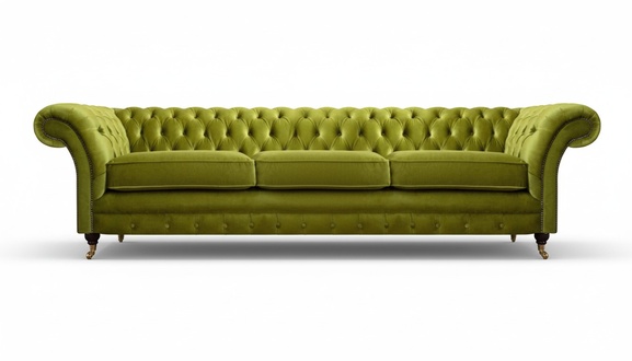 Chesterfield olive green upholstered sofa bed function couch living room furniture