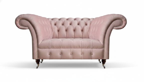 Chesterfield Pink Two-Seater Living Room Luxurious Upholstered Furniture Sofa