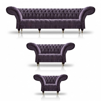 Chesterfield Lila Sofa Modern 4-Seater Designer Loveseat Armchair
