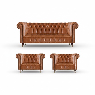 Chesterfield Seating Brown Sofas Single Seater Living Room Furniture