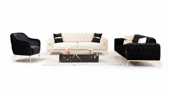 Chesterfield seating group luxury seating set upholstered furniture three-seater armchair