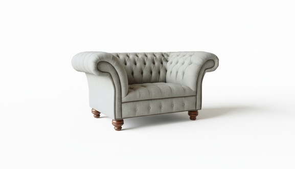 Chesterfield One Seater Sofa Armchair Couch Upholstery Seating Textile Fabric