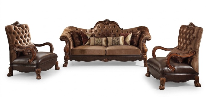 Chesterfield Sofa 2Seater Luxury Upholstery Sofas Design Textile Two-Seater Wood New