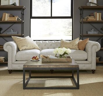 Chesterfield 3-seater Sofa Modern Style couch upholstery fabric textile couches with Cushions Comfortable White