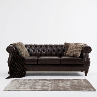 Chesterfield Sofa 3-Seater Faux Leather New With Seat Cushions Brown Colour Living Room Couch