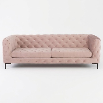 Chesterfield sofa 3-seater pink couch upholstery fabric textile new living room premium furniture