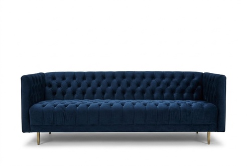 Chesterfield Premium Sofa XXL 4-Seater New Comfortable Blue Textile Upholstery High-quality Couch