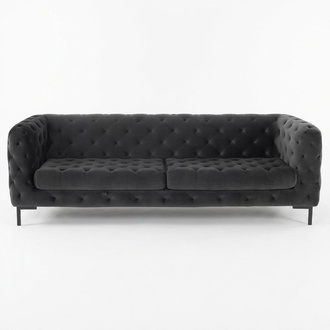 Chesterfield 3-seater sofa couch upholstery fabric leather couches textile set new grey with cushions