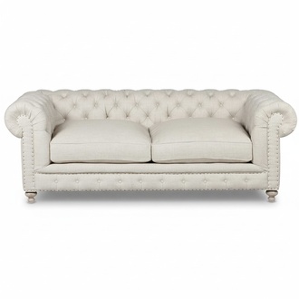 Chesterfield Beige sofa 3-seater couch upholstery fabric textile couches free choice of colour new