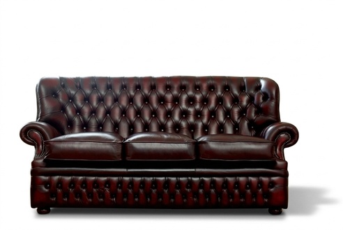 Chesterfield Classic sofa 3-seater couch upholstery fabric faux leather antique style new brown red