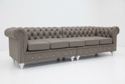 Chesterfield sofa 5-Seater couch upholstery faux leather couches grey free colour choice 2 parts