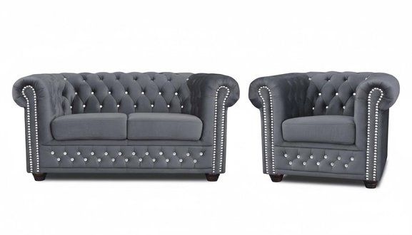 Chesterfield Sofa Set 2+1 Seater Design Couch Upholstery Sofa Set New