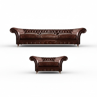 Chesterfield Sofa set 2-piece Upholstered furniture set 3+1 couches seating group