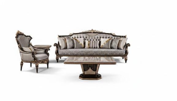 Chesterfield sofa set 3+1 seater coffee table 3-piece sofa set gray