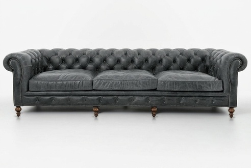Chesterfield Complete Sofa Set 3+2+1 Seaters New Faux Leather Upholstered Couches Grey With Cushions