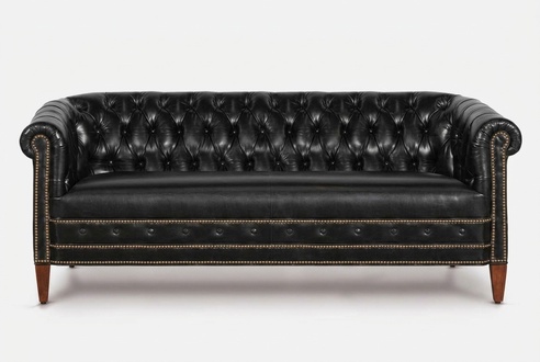 Chesterfield Sofa Set Classic Style 3+2+1 Seaters New Black Couches Living Room Leather Glossy