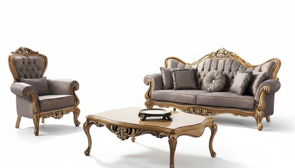 Chesterfield sofa set three seater armchair fabric coffee table grey sofa