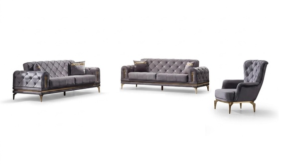 Chesterfield Sofas Complete 3+3+1 Seater Chesterfield Luxury Living Room