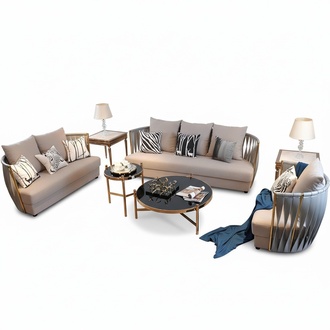 Stainless Steel Couch Seat Set Sofa 3+2 Leather Living Room New Upholstery