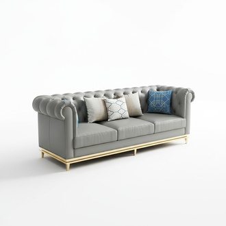 Chesterfield stainless steel couch seat set leather living room upholstery sofa 3+2 new