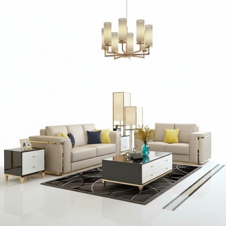 Stainless Steel Couch Upholstery Seat Set Sofa 3+1+1 Leather Living Room