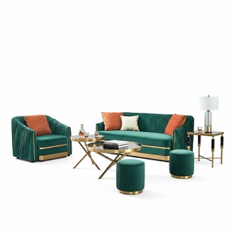 Stainless Steel Couch Upholstery Seat Set Sofa Living Room 3+2 Textile