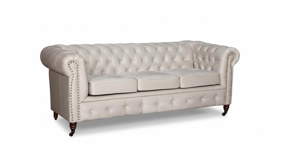 Chesterfield Three Seater Couch Sofa Upholstery + Stool Sofas Couches 2 Piece Set New