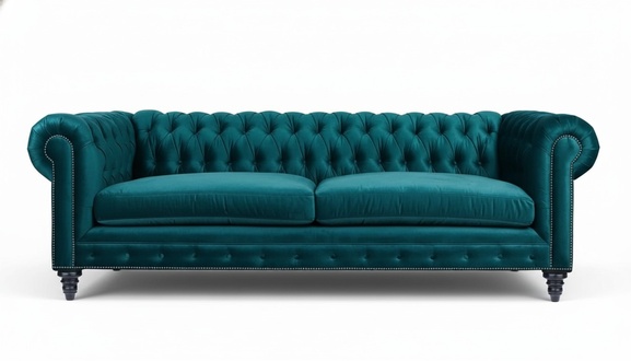 Chesterfield Three Seater Creative Furniture Textile Fabric Blue Green Living Room Modern