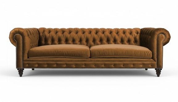 Chesterfield Three Seater Creative Furniture Textile Fabric Orange New Living Room Modern