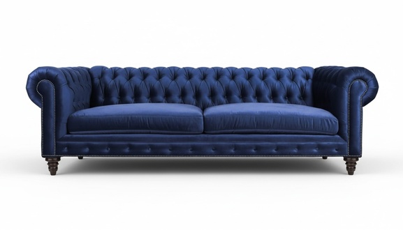 Chesterfield Three Seater Blue New Living Room Modern Creative Furniture Textile Fabric