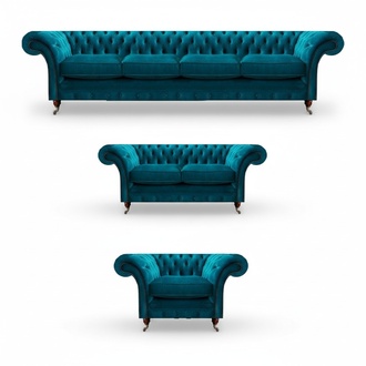 Chesterfield Turquoise Designer Sofas Luxurious Living Room Fabric Couches