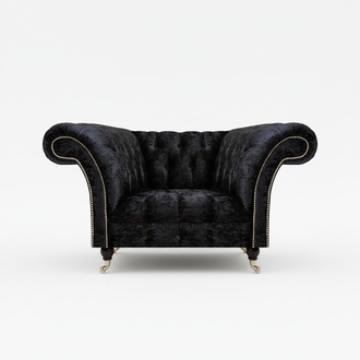 Chesterfield Upholstered Armchair Black Single Luxurious Recliner