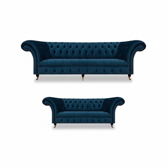 Chesterfield upholstery designer blue living room sofas 2-piece set