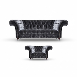 Chesterfield upholstered furniture living room textile three-seater noble armchair 2pcs