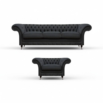 Chesterfield upholstered seating set designer 3-seater stylish armchair